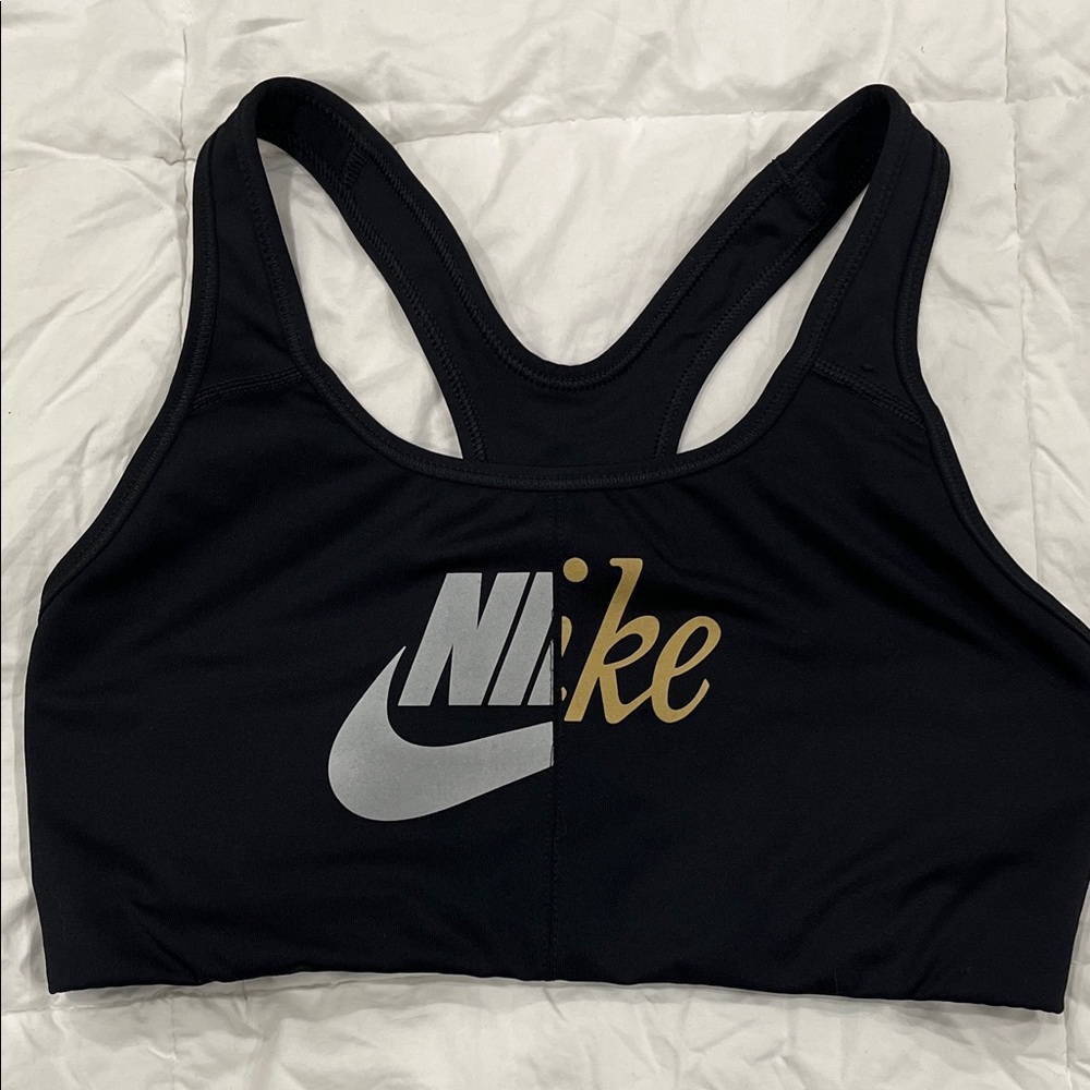 Nike Women's Black and Gold Sports Bra